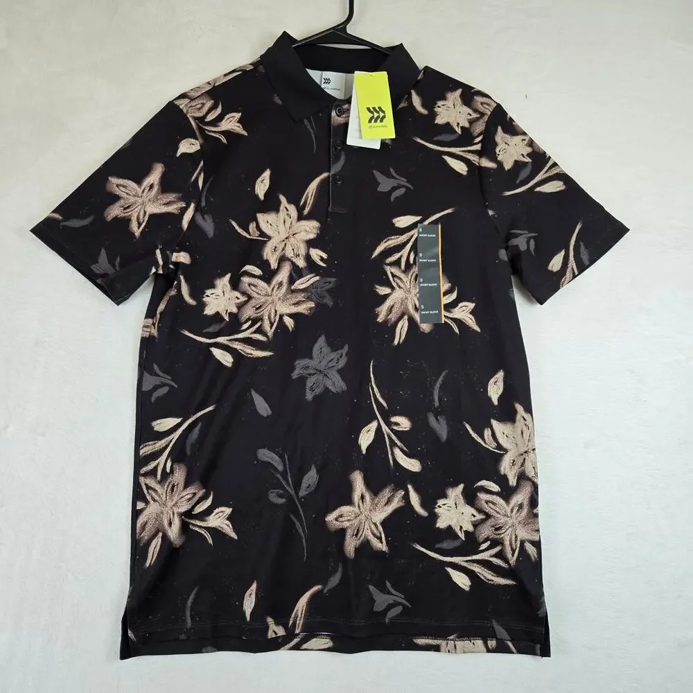 All in Motion Polo Shirt Mens Moisture Wicking Floral Golf Shirt Small 0611 - Picture 2 of 10